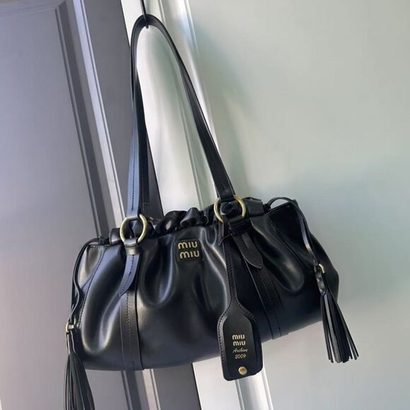 Miu Miu Archive 2009 black crinkled leather bag - Picture 1 of 8